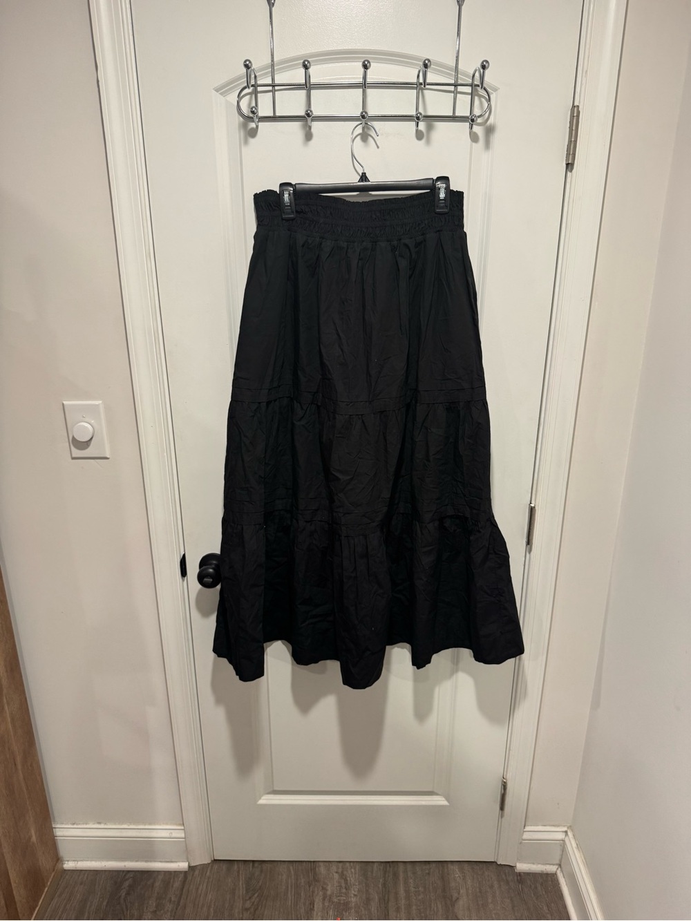 Quince Black Tiered Maxi Skirt with Elastic Waist